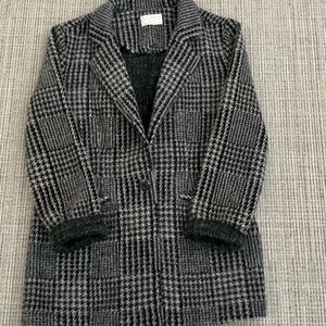 Z Supply Black and Gray Plaid Pea Coat